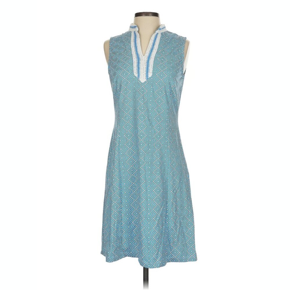 J. McLaughlin Ginny Dress – Size S Blue White Coastal Nautical Vacation Dress - Picture 2 of 6
